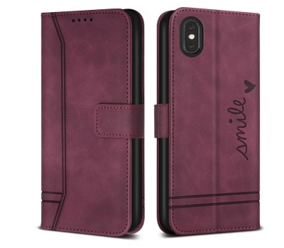 Husa Bravoday pentru iPhone X iPhone XS, husa din piele PU, Wine Red - RESIGILAT foto