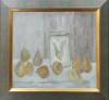 Traian Bradean - Natura Statica cu Pere, Ulei pe Panza, 50x46 cm, Album de Arta, Semnat