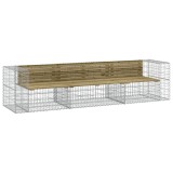 Cumpara ieftin Banca gradina design gabion, 287x71x65,5 cm, lemn pin impregnat