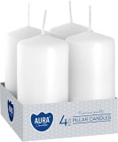 Set 4 Lumanari Cilindrice MagicHome AURA 40x80 mm, Ardere 9 Ore, Albe
