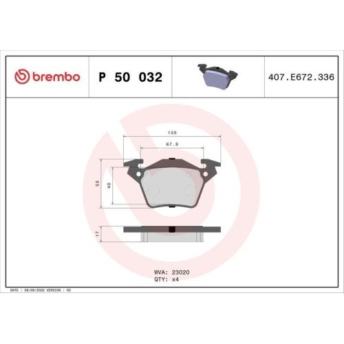 Placute frana Mercedes V-Class (638/2) 02.96-07.03, Vito Box (W638) 03.97-07.03, Vito Bus (W638) 02.96-07.03, Spate, BREMBO