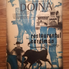 1973, Reclama Restaurant DOINA si Rest. CARAIMAN comunism 24x15 cm, BUCURESTI