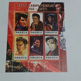 Bloc de 6 timbre &bdquo;Elvis Presley&rdquo; emis de Rwanda &icirc;n anul 2010 CTO