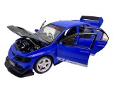 Macheta Mitsubishi Lancer Evo 9 albastru 1:24 replica metal lumini si sunete deschide usi capota si portbagaj