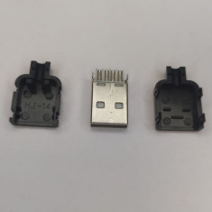Mufa tata USB TIP A 2.0 pe cablu carcasa slim plastic