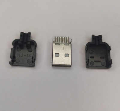 Mufa tata USB TIP A 2.0 pe cablu carcasa slim plastic foto