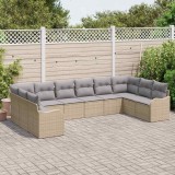 VidaXL Set de canapele pentru grădină cu pernă 10 pcs Bej, gri deschis