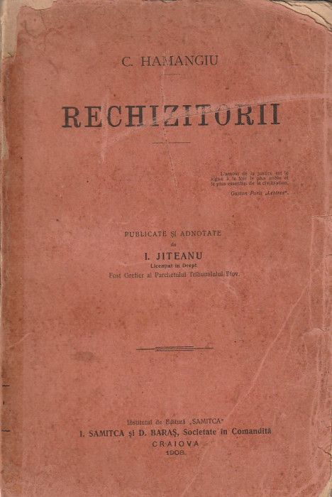 G. HAMANGIU - RECHIZITORII ( 1908 )