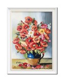 Cumpara ieftin Tablou vaza cu maci regali pictat manual inramat, 55x40cm ulei panza, rama alba din lemn
