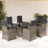 Cumpara ieftin Gossi set mobilier de gradina cu perne, 7 piese, gri, poliratan