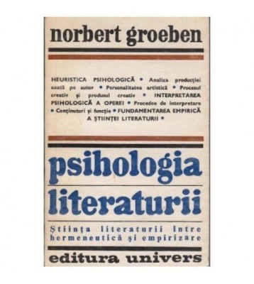 Norbert Groeben - Psihologia literaturii - 100098 foto