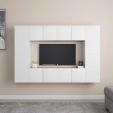 VidaXL Set dulapuri TV, 8 piese, alb, lemn prelucrat 3078668