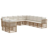 vidaXL Set de canapele de exterior cu pernă 11 pcs natural Poliester 3437508