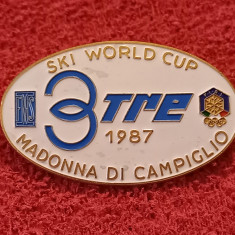 Insigna Ski - Trofeul Madonna Di Campiglio 1987-Cupa Mondiala de SKI