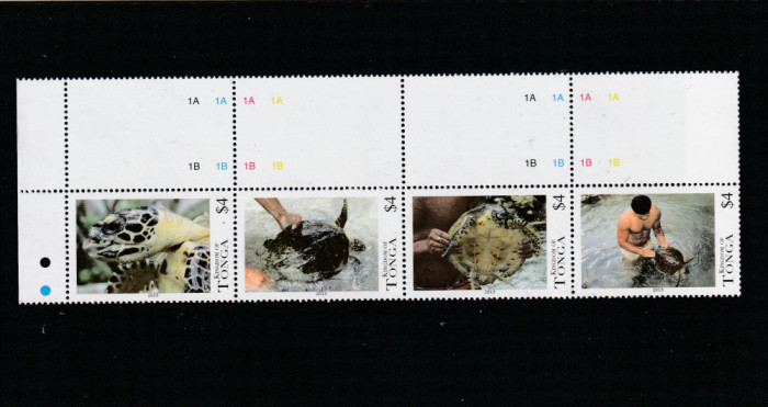 Tonga 2013-Fauna,Testoase,serie 4 valori,(streif) ,dantelate,MNH,Mi.1860-1863