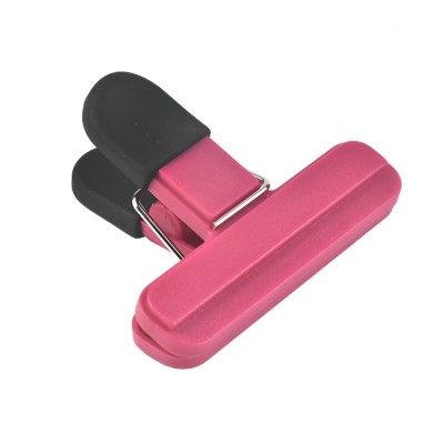 Cleste multifunctional pentru sigilarea pungilor, flippy, din plastic, mentine alimentele proaspete, 7x6.5 cm, roz foto
