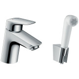 Set baterie lavoar si para cu furtun tip bideu, Hansgrohe, Logis, Crom