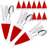 Set 12 huse pentru tacamuri de Craciun, model caciula Mos Craciun Ruhhy