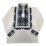 Cumpara ieftin Camasa Traditionala de Baieti Alba cu Motiv Floral Albastru - ITB33