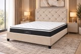 Cumpara ieftin Pat Hypnotic 160x200 cm Tapitat Catifea Bej cu Somiera Inclusa