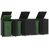 VidaXL Depozitare coș gunoi cu roți 5 coșuri negru 345x79x117 cm oțel
