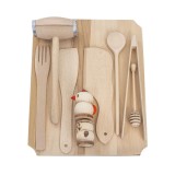 Set tocator dreptunghiular din lemn de fag, 10 piese, 40x30x2cm / EXT 6086