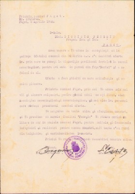 HST A888 Scrisoare de mulțumire 1944 Făget către Dionisie Feneșiu foto