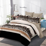 PACHET PROMO COMPLET: Lenjerie pat dublu BUMBAC FINET cu elastic 6 piese Negru animal print