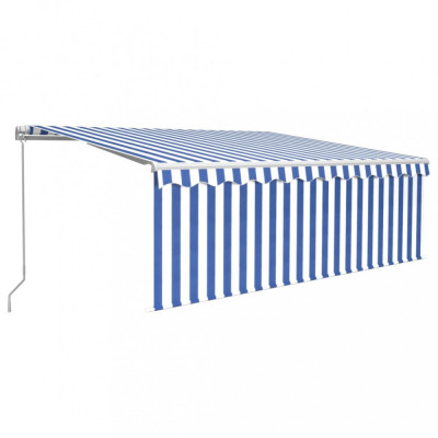 Copertina retractabila manual cu stor, albastru&amp;amp;alb, 4x3 m foto