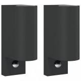 Cumpara ieftin Lampi exterioare de perete senzori 2 buc. negru aluminiu turnat