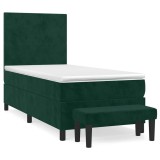 Cumpara ieftin Pat continental cu saltea, verde inchis, 80x200 cm, catifea