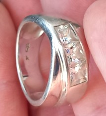 (187) INEL DIN ARGINT DE DAMA, MODEL CU PIETRE ALBE, VINTAGE, MARCAJ ARGINT 925