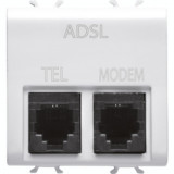 DOUBLE TELEPHONE CONNECTOR - ADSL FILTER - RJ11 FOR TELEPHONE/MODEM - 2 MODULES - WHITE - CHORUS