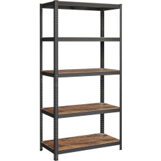 SONGMICS Raft de depozitare metalic, cu polite din PAL, 5 polite, max. 600 kg, 200x100x50cm, maro si negru Household NewTrend
