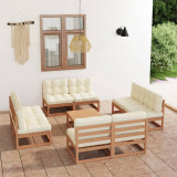 Set mobilier de gradina cu perne, 9 piese, lemn masiv de pin GartenMobel Dekor, vidaXL