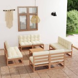 Gossi set mobilier de gradina cu perne, 9 piese, lemn masiv de pin