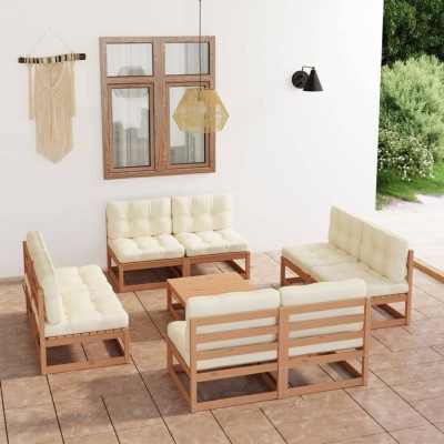 Gossi set mobilier de gradina cu perne, 9 piese, lemn masiv de pin foto