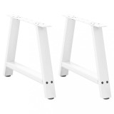 VidaXL Picioare pentru măsuță de cafea &icirc;n formă de A, 2 buc., alb, 60x(42-43) cm, oțel