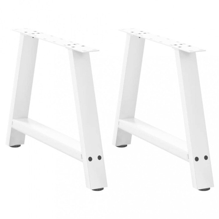 vidaXL Picioare pentru măsuță de cafea &icirc;n formă de A, 2 buc., alb, 60x(42-43) cm, oțel