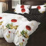 Lenjerie pat dublu,bumbac finet,6 piese,cearceaf normal 220x240cm, cearceaf pilota 200x220cm, 2 fete de perna 50x70, 2 fete de perna 70x70-M222