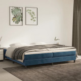 Cumpara ieftin Pat box spring cu saltea, albastru &icirc;nchis, 200x200 cm, catifea