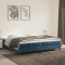 vidaXL Pat box spring cu saltea, albastru &icirc;nchis, 200x200 cm, catifea