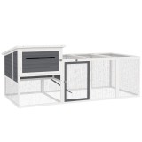 PawHut Coteț pentru 2-4 Găini, Cuib pentru Clocit cu Acoperiș Impermeabil, Tavă Detașabilă și Uși, 214x101x91,5 cm, Gri | Aosom Romania