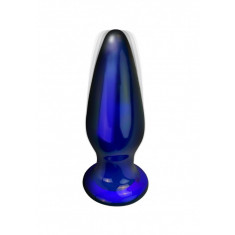Dop Anal The Shining Buttocks, 5 Moduri Vibratii, 5 Intensitati, Sticla, 11 cm, Albastru