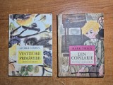 2 carti pentru copii - george cosbuc - cestitorii primaverii si mark twain - din copilarie - din anul 1977 si 1968