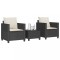 Gossi set bistro cu perne, 3 piese, negru, poliratan