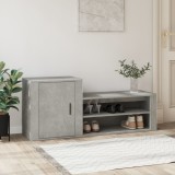 Pantofar, gri beton, 130x35x54 cm, lemn compozit