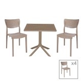 Cumpara ieftin Set de gradina masa si scaune Groovy, Ignite set 5 piese plastic cappuccino 80x80x74.5cm