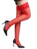 Ciorapi Eross Lace Silicone L/XXL Rosu