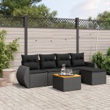 VidaXL Set mobilier de grădină cu perne, 6 piese, negru, poliratan